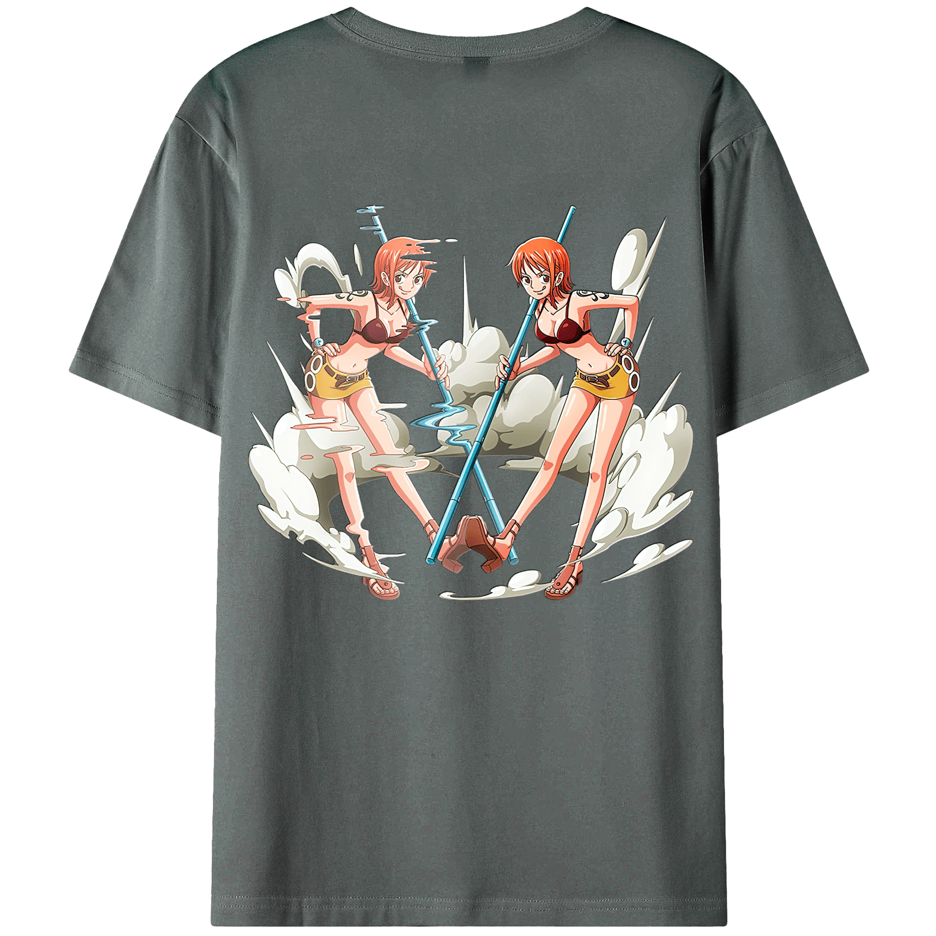 （画像用） ワンピース ナミ ONE PIECE Nami 綿100％ メンズ半袖Tシャツ（バックプリント） 通気性